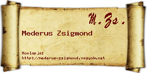 Mederus Zsigmond névjegykártya